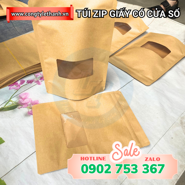 Túi zip giấy kraft nâu chất lượng Túi zip giấy kraft nâu chất lượng