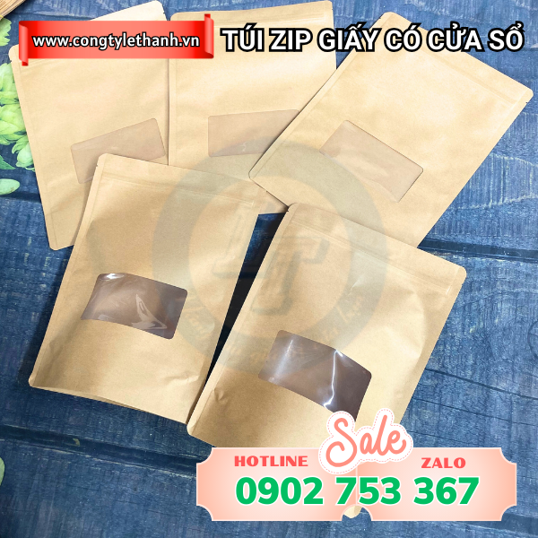 Túi zip giấy kraft nửa thân Túi zip giấy kraft nửa thân