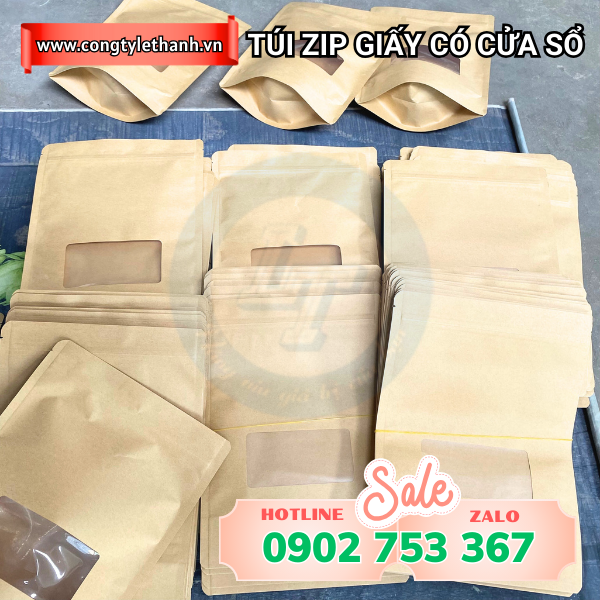 Túi zip giấy kraft bán theo kg Túi zip giấy kraft bán theo kg