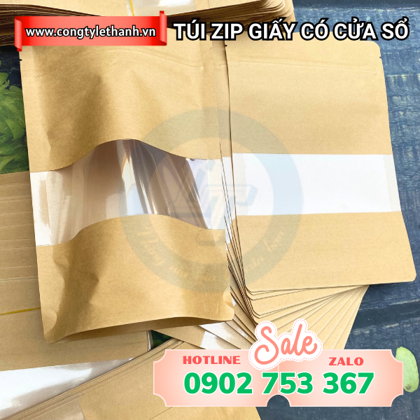 Túi zip giấy kraft tràn Túi zip giấy kraft tràn