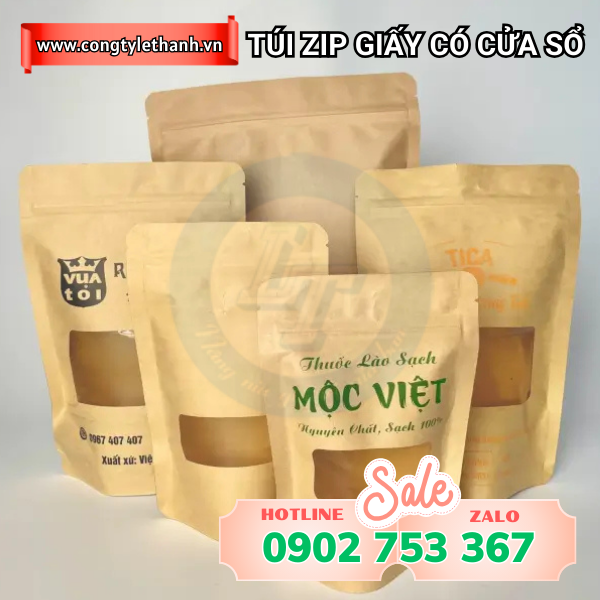 Túi zip giấy kraft in thương hiệu theo yêu cầu Túi zip giấy kraft in thương hiệu theo yêu cầu