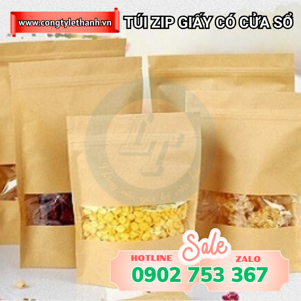 Túi zip giấy kraft tràn cửa sổ đựng hạt Túi zip giấy kraft tràn cửa sổ đựng hạt