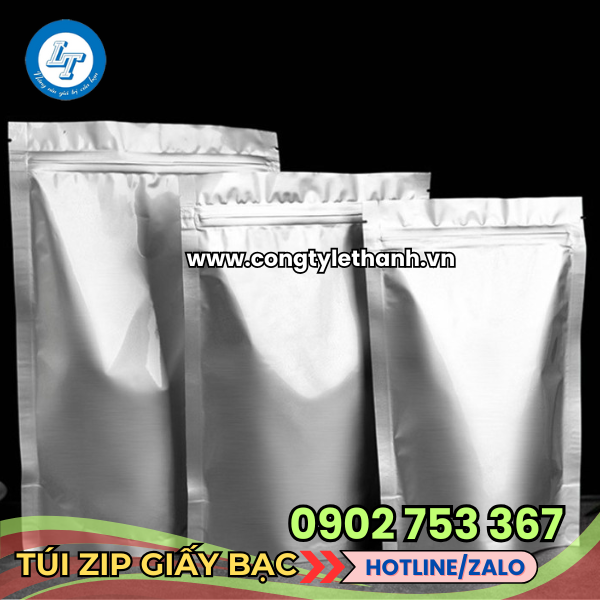 Túi zip 2 mặt bạc Túi zip 2 mặt bạc