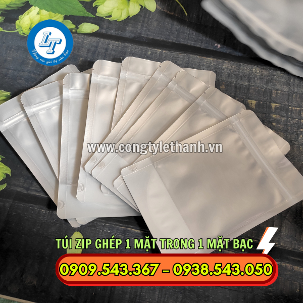 TÚI ZIP GHÉP 1 MẶT TRONG 1 MẶT BẠC túi zip 1 mặt bạc 1 mặt trong