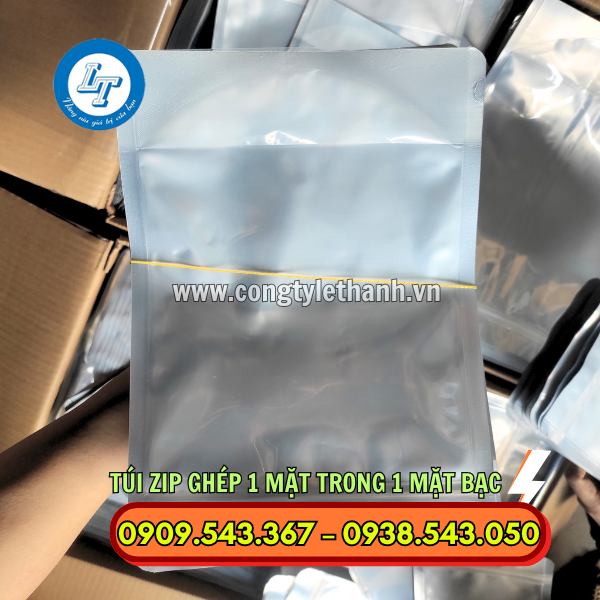 TÚI ZIP GHÉP 1 MẶT TRONG 1 MẶT BẠC túi zip ghép