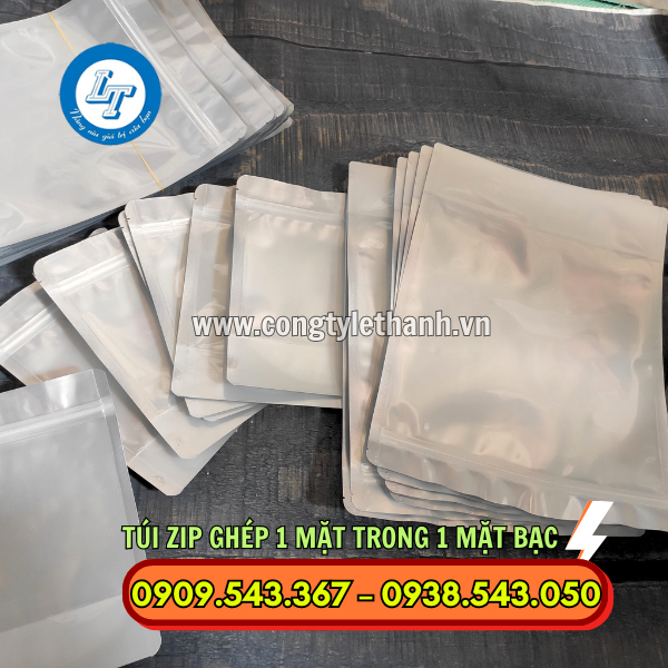 TÚI ZIP GHÉP 1 MẶT TRONG 1 MẶT BẠC túi zip ghép