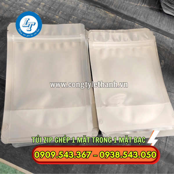 TÚI ZIP GHÉP 1 MẶT TRONG 1 MẶT BẠC túi zip ghép nhiều size