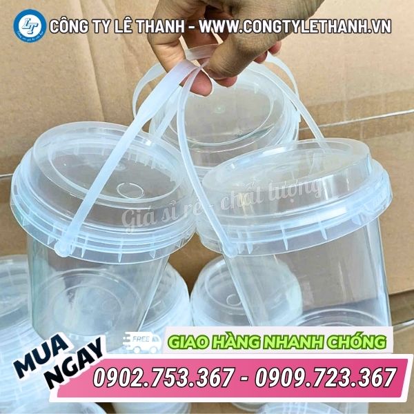 Xô nhựa tròn đựng trà sữa, trà trái cây nhiều dung tích giá sỉ Xô nhựa tròn đựng trà sữa, trà trái cây nhiều dung tích giá sỉ