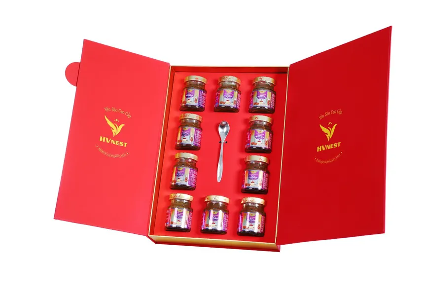 Yến sào Hoàng Việt vị saffron - đông trùng hạ thảo - hộp 10 hũ