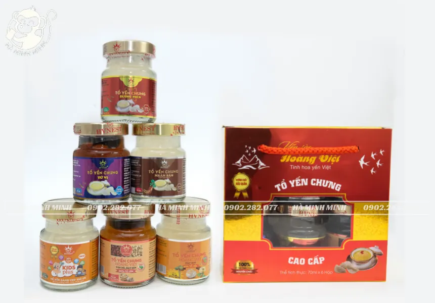 Hộp cao cấp_ 6 hũ yến sào Hoàng Việt mix 6 vị - 70ml