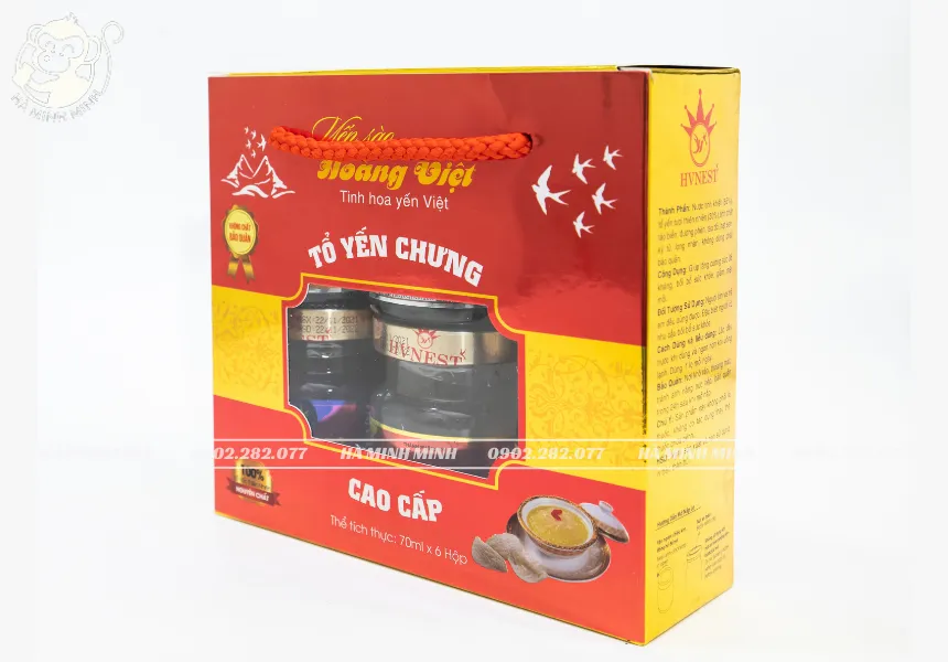 Hộp cao cấp_ 6 hũ yến sào Hoàng Việt mix 6 vị - 70ml