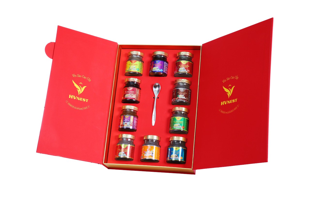 Hộp cao cấp 10 hũ yến sào Hoàng Việt mix vị - 70ml