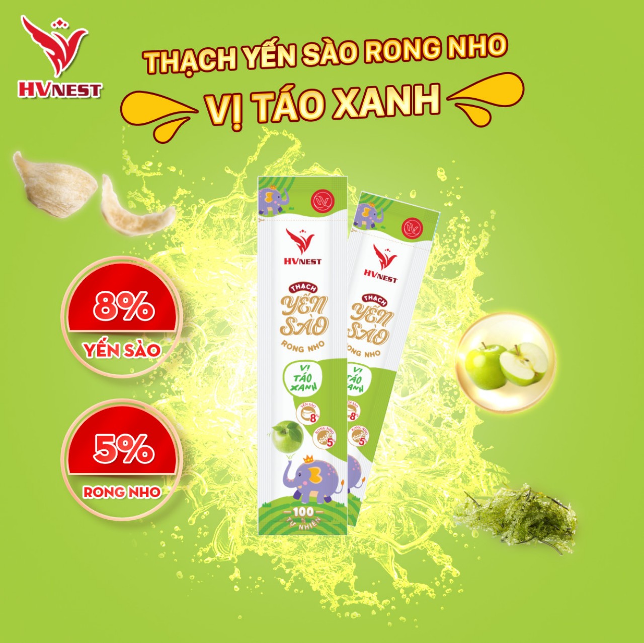 thạch yến sào rong nho táo xanh thạch yến sào rong nho táo xanh