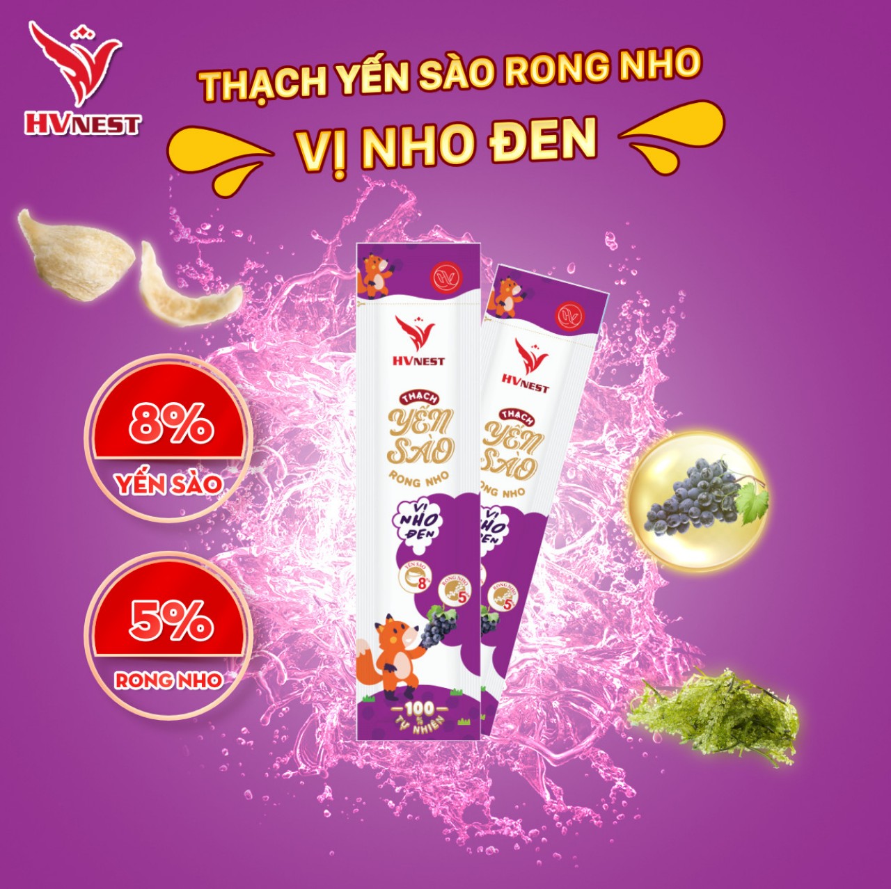 Thạch yến sào rong nho nho đen Thạch yến sào rong nho nho đen