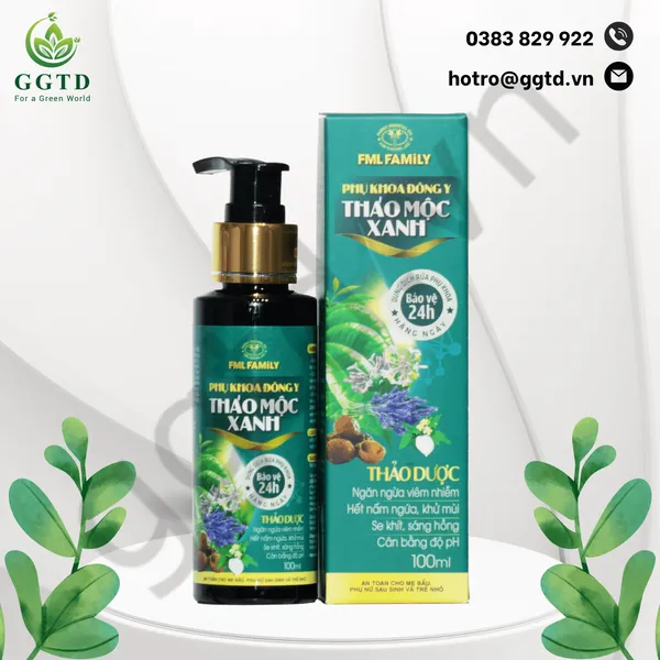 Dung dịch Vệ sinh Phụ khoa Đông y Thảo Mộc Xanh