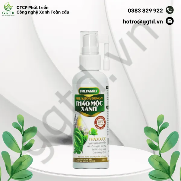 Dung dịch Vệ sinh Thảo Mộc Xanh (Chai xịt) - Trị viêm nhiễm, nấm ngứa
