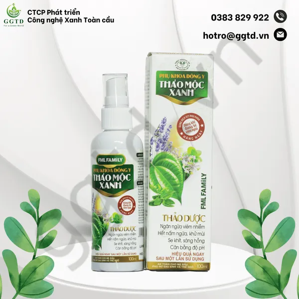 Dung dịch Vệ sinh Thảo Mộc Xanh (Chai xịt) - Trị viêm nhiễm, nấm ngứa