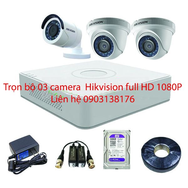 Trọn bộ 03 Camera Hikvision Full HD 1080P