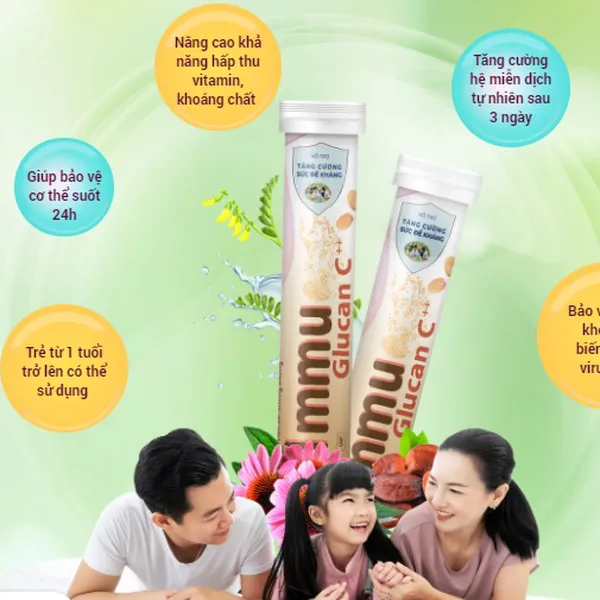 Viên sủi Glucan C tăng cường hệ miễn dịch cơ thể