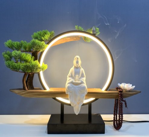 Tượng Phật Bà Quan Âm có vòng đèn LED