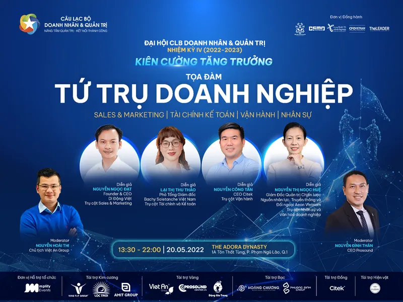TỌA ĐÀM TỨ TRỤ DOANH NGHIỆP TẠI ĐẠI HỘI CLB DOANH NHÂN VÀ QUẢN TRỊ - NHIỆM KỲ IV (2022-2023)