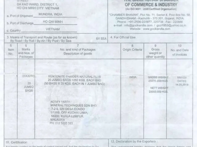 GIẤY CHỨNG NHẬN XUẤT XỨ HÀNG HÓA C/O?