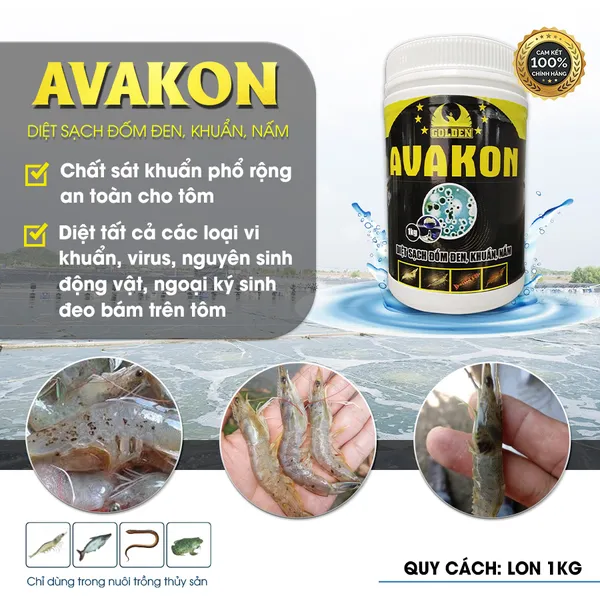 AVAKON - Diệt sạch đốm đen, khuẩn, nấm trong ao tôm