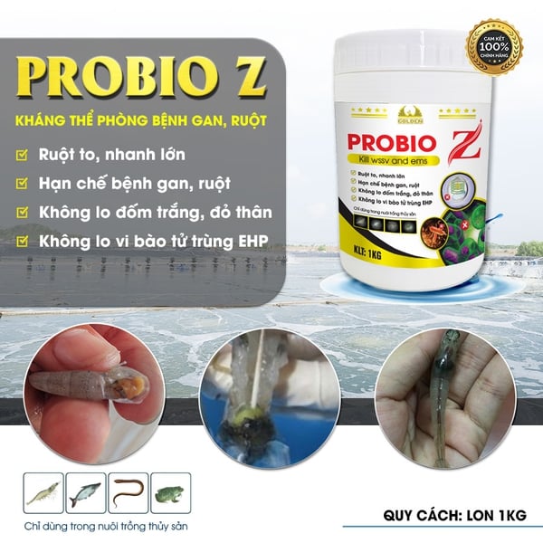PROBIO Z - Kháng thể giúp tôm cá tiêu hóa tốt, hạn chế phân trắng, đỏ thân và bệnh đường ruột