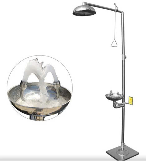 Bộ rửa mắt và tắm gội khẩn cấp không có chân đạp bằng thép không gỉ 304 Bộ rửa mắt và tắm gội khẩn cấp không có chân đạp bằng thép không gỉ 304