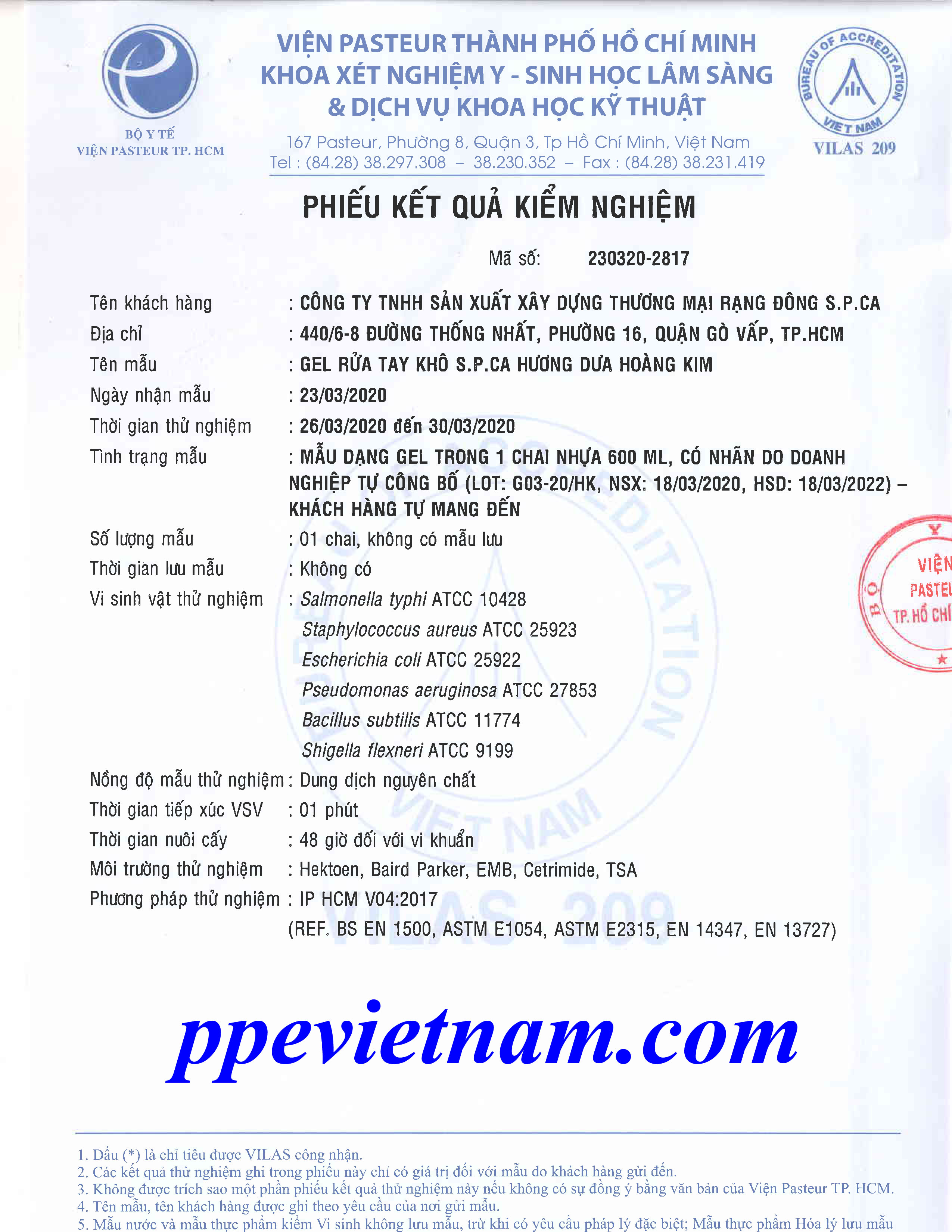 GEL RỬA TAY KHÔ S.P.Ca