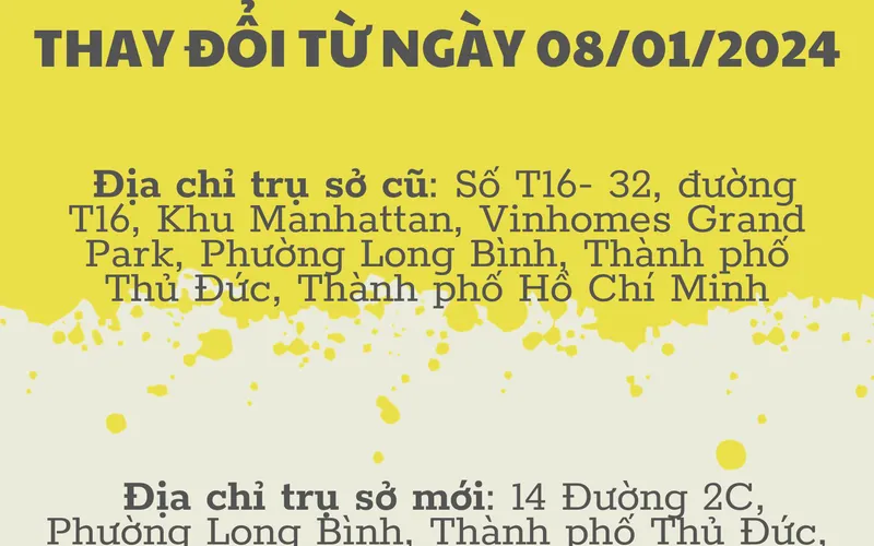THÔNG BÁO THAY ĐỔI ĐỊA CHỈ TRỤ SỞ CÔNG TY