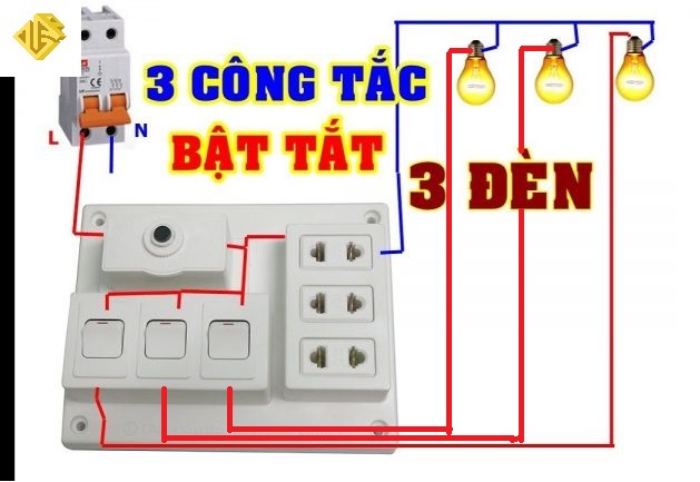 Cách đấu bảng điện 3 công tắc 3 ổ cắm Cách đấu bảng điện 3 công tắc 3 ổ cắm