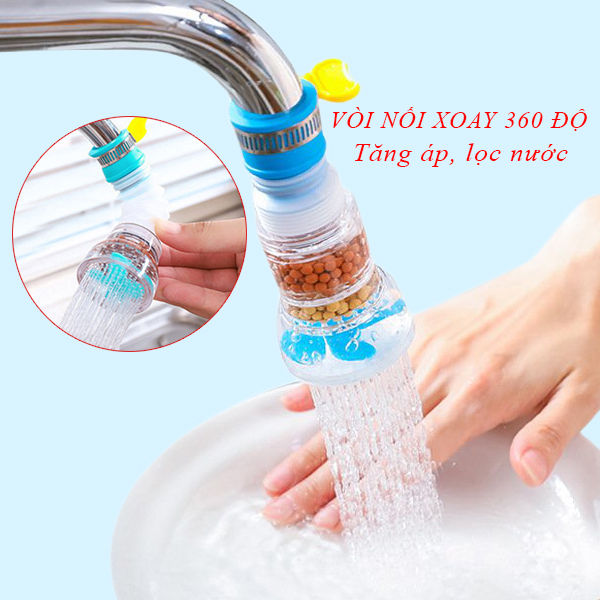 Đầu vòi lọc nước rửa bát tăng áp xoay 360 có thể kéo dài, chống bắn nước ra ngoài cực hiệu quả