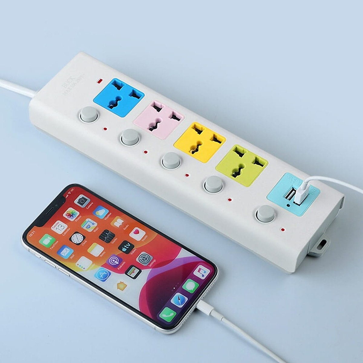 Ổ Cắm Điện USB Đa Năng Cao Cấp Chống Giật Dây Dài 4m Công suất 2500W, 2 Cổng Cắm USB Có Chốt An Toàn Tiện Dụng