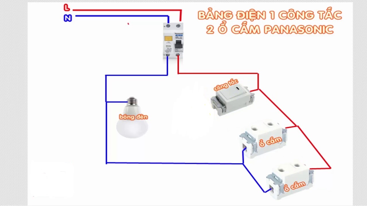 Cách đấu bảng điện 1 công tắc 2 ổ cắm tại nhà Cách đấu bảng điện 1 công tắc 2 ổ cắm tại nhà