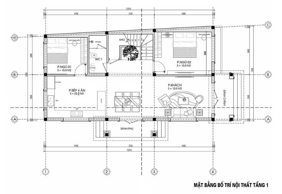 Tổng quan mẫu thiết kế nhà rộng 7x13m