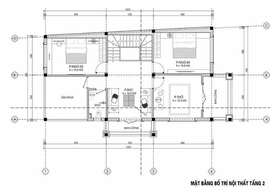 Bố cục căn nhà 7x13m