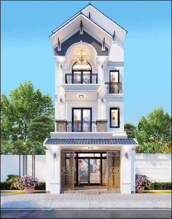 Thiết kế nhà ống 3 tầng 5x20 tân cổ điển