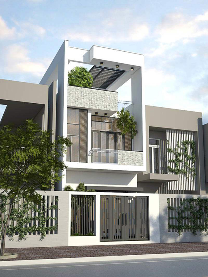 Về mặt tiền căn nhà ống 2 tầng 3x20m