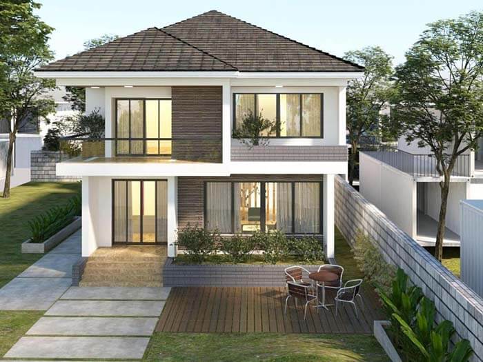 Thiết kế nhà vuông 2 tầng