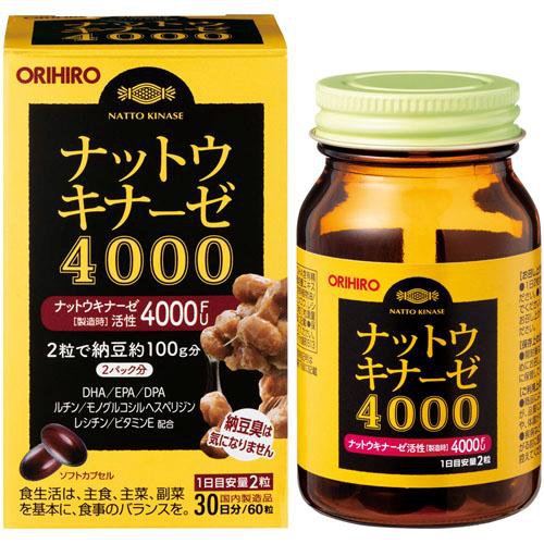 Viên uống ngăn ngừa đột quỵ 4000FU Nattokinase Orihiro Nhật Bản lọ 60vien
