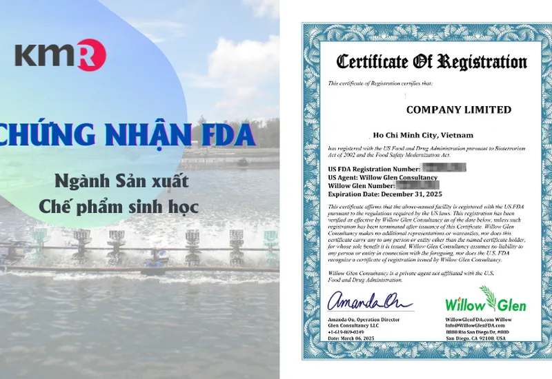 KMR xin chúc mừng Doanh nghiệp ngành Sản xuất Chế phẩm sinh học đạt chứng nhận FDA KMR xin chúc mừng Doanh nghiệp ngành Sản xuất Chế phẩm sinh học đạt chứng nhận FDA