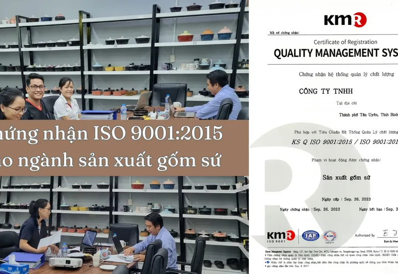 Tổ chức chứng nhận KMR đã đánh giá chứng nhận ISO 9001:2015 thành công cho công ty sản xuất gốm sứ Hàn Quốc tại Tân Uyên, Bình Dương. Tổ chức chứng nhận KMR đã đánh giá chứng nhận ISO 9001:2015 thành công cho công ty sản xuất gốm sứ Hàn Quốc tại Tân Uyên, Bình Dương.