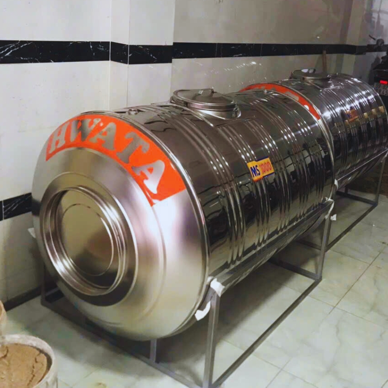 Bồn inox Hwata 1,000L Ngang, Inox SUS 304 BH 12 năm Bồn inox Hwata 1,000L Ngang, Inox SUS 304 BH 12 năm