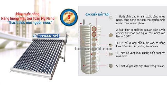 Máy nước nóng mặt trời Toàn Mỹ Nano PPR Máy nước nóng mặt trời Toàn Mỹ Nano PPR