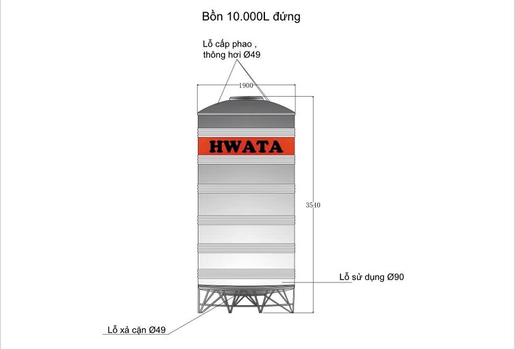 Bản vẽ Bồn nước 10m3 đứng Bản vẽ Bồn nước 10m3 đứng