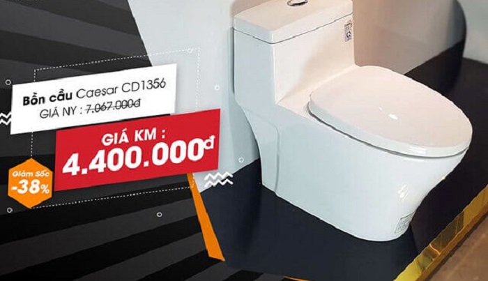 Bồn cầu xả nước mạnh Caesar Bồn cầu xả nước mạnh Caesar