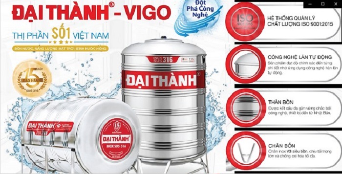 Bồn nước inox 316 Đại Thành Bồn nước inox 316 Đại Thành