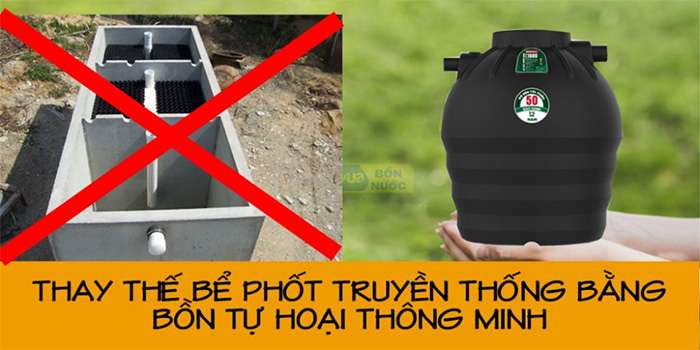 Ưu điểm bồn tự hoại so với bể phốt xây bê tông Ưu điểm bồn tự hoại so với bể phốt xây bê tông