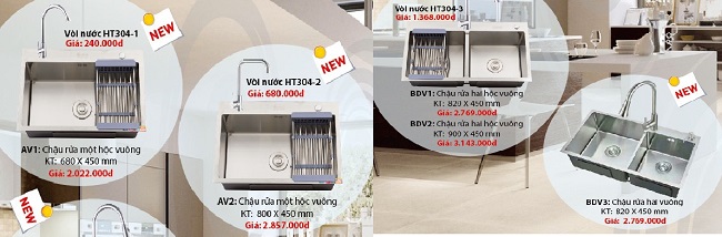 Các mẫu chậu rửa inox Hwata Các mẫu chậu rửa inox Hwata